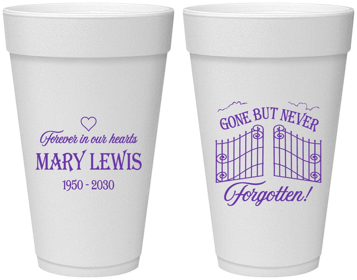 Personalized Memorial 20 oz Foam Cups - Gone But Never Forgotten | 310001