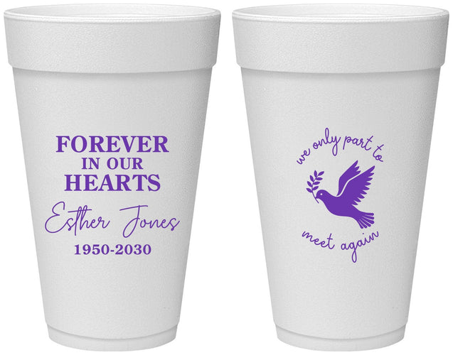 Personalized Memorial 20 oz Foam Cups - Forever In Our Hearts | 310003