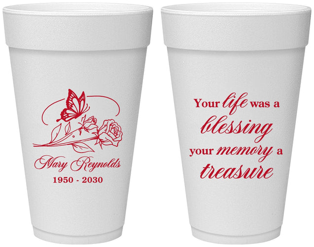 Personalized Memorial 20 oz Foam Cups - Life Blessing Memory | 310005