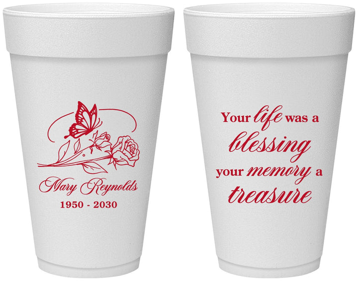 Personalized Memorial 20 oz Foam Cups - Life Blessing Memory | 310005
