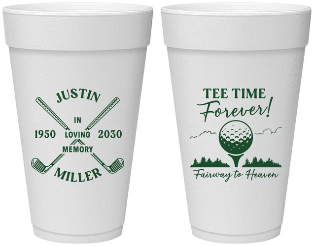 Personalized Memorial 20 oz Foam Cups - Fairway To Heavens | 310007