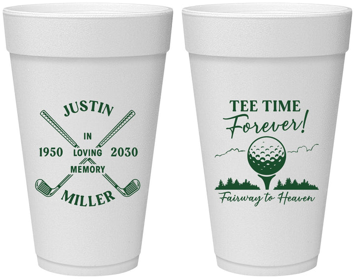 Personalized Memorial 20 oz Foam Cups - Fairway To Heavens | 310007