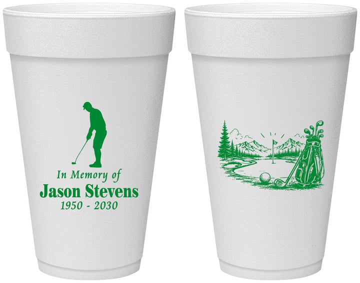 Personalized Memorial 20 oz Foam Cups - Heavens Finest Fairways | 310009