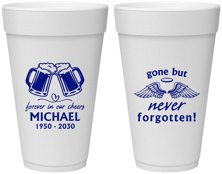 Personalized Memorial 20 oz Foam Cups - Gone But Never Forgotten | 310010