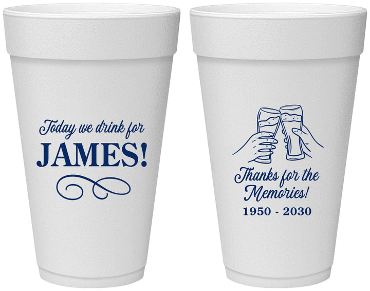 Personalized Memorial 20 oz Foam Cups - Thanks For The Memories | 310011