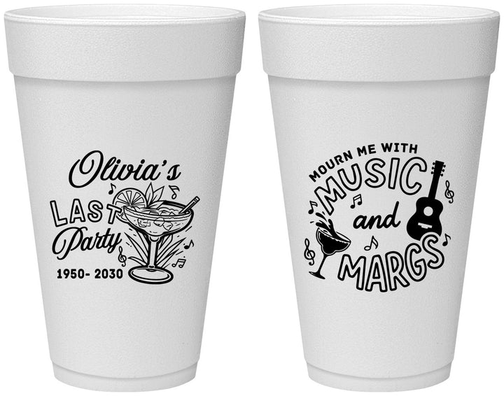 Personalized Memorial 20 oz Foam Cups - Mourn Me With Music | 310012