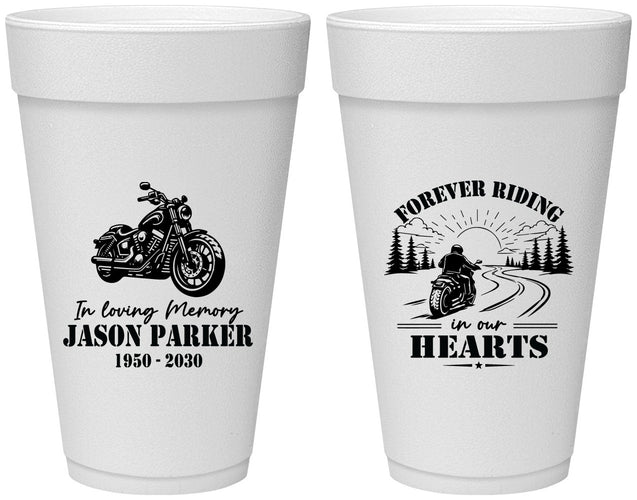 Personalized Memorial 20 oz Foam Cups - Riding In Our Hearts | 310014
