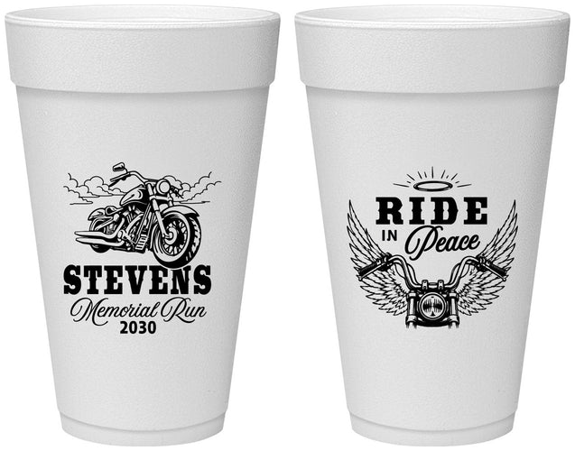 Personalized Memorial 20 oz Foam Cups - Ride In Peace | 310015