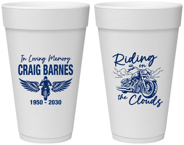 Personalized Memorial 20 oz Foam Cups - Riding On The Clouds | 310017