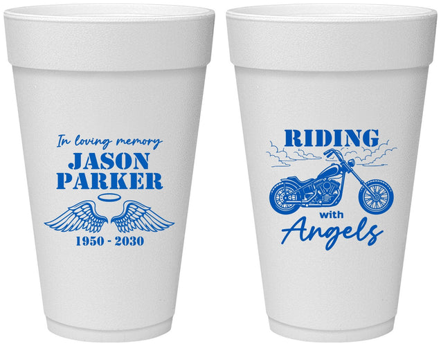 Personalized Memorial 20 oz Foam Cups - Riding With Angels | 310018