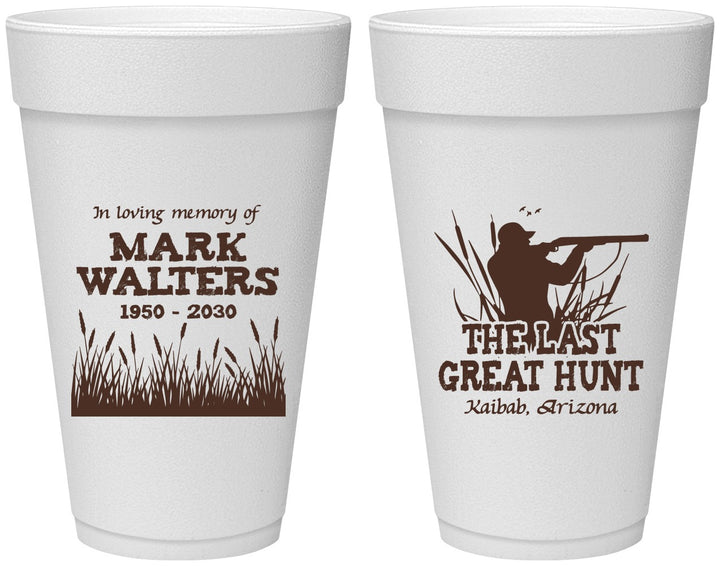 Personalized Memorial 20 oz Foam Cups - The Last Great Hunt | 310020