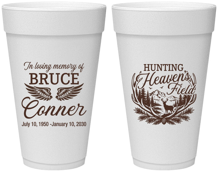 Personalized Memorial 20 oz Foam Cups - Hunting Heavens Field | 310021