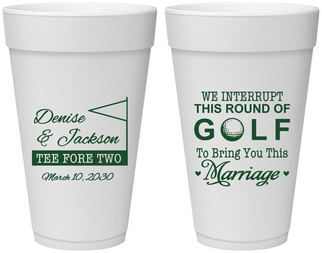Personalized Wedding 20 oz Foam Cups - We Interrupt Golf | 315