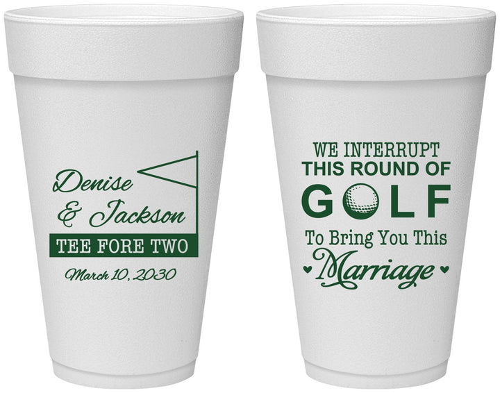 Personalized Wedding 20 oz Foam Cups - We Interrupt Golf | 315
