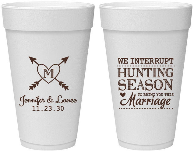 Personalized Wedding 20 oz Foam Cups - We Interrupt Season | 318