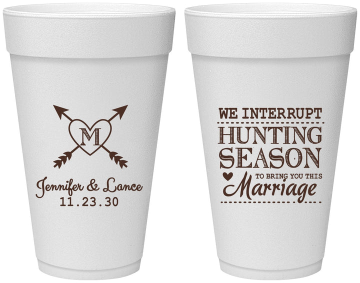 Personalized Wedding 20 oz Foam Cups - We Interrupt Season | 318