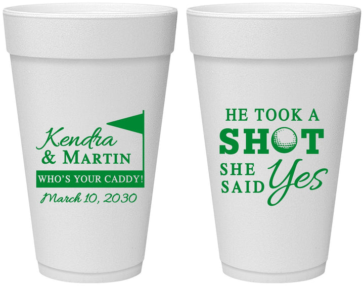 Personalized Wedding 20 oz Foam Cups - Took A Shot Golf | 320