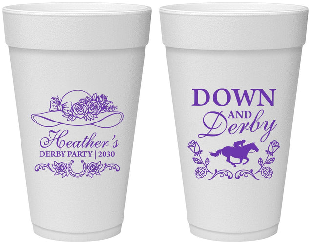 Personalized Derby Day 20 oz Foam Cups - Down And Derby | 320001