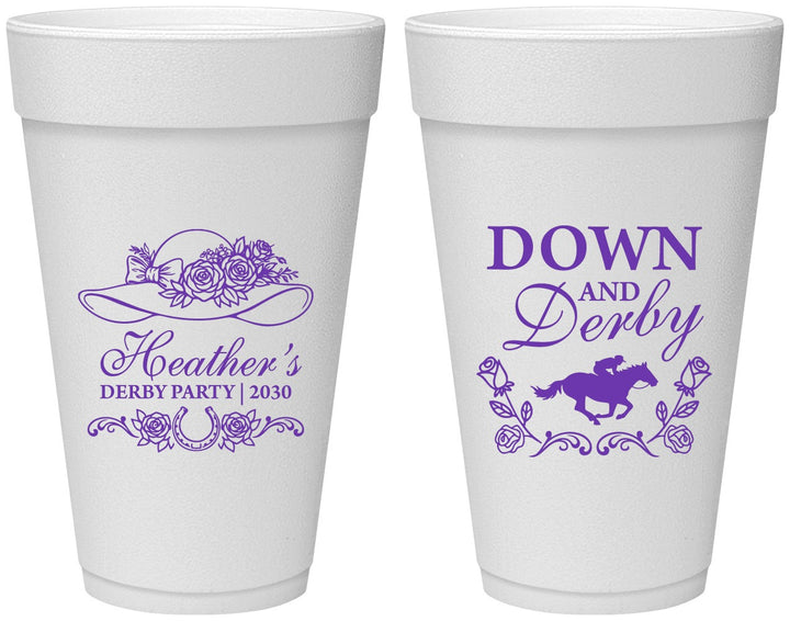 Personalized Derby Day 20 oz Foam Cups - Down And Derby | 320001
