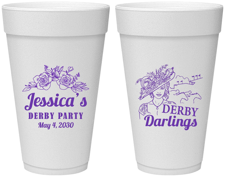 Personalized Derby Day 20 oz Foam Cups - Derby Darlins | 320004