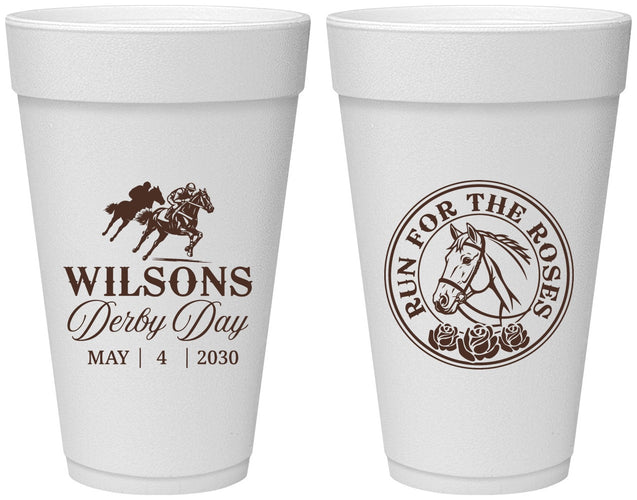 Personalized Derby Day 20 oz Foam Cups - Run For The Horses | 320006