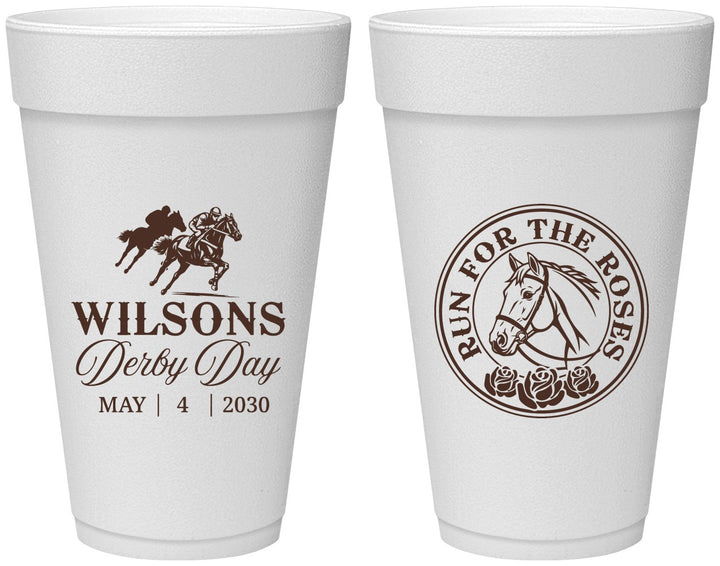 Personalized Derby Day 20 oz Foam Cups - Run For The Horses | 320006