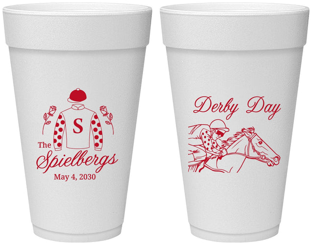 Personalized Derby Day 20 oz Foam Cups - Horses | 320007