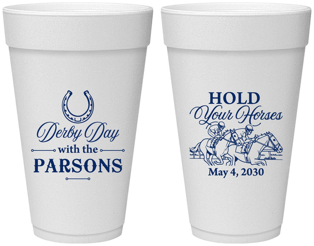 Personalized Derby Day 20 oz Foam Cups - Hold Your Horses | 320008