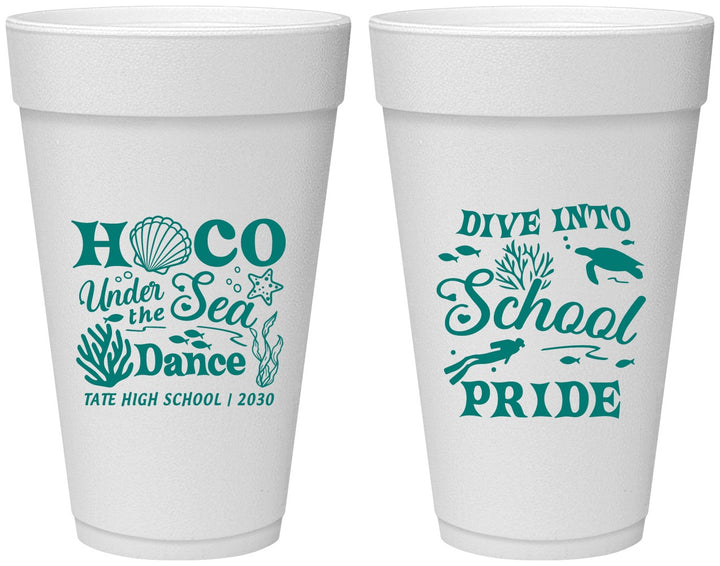 Personalized Homecoming 20 oz Foam Cups - Hoco Under The Sea | 330000