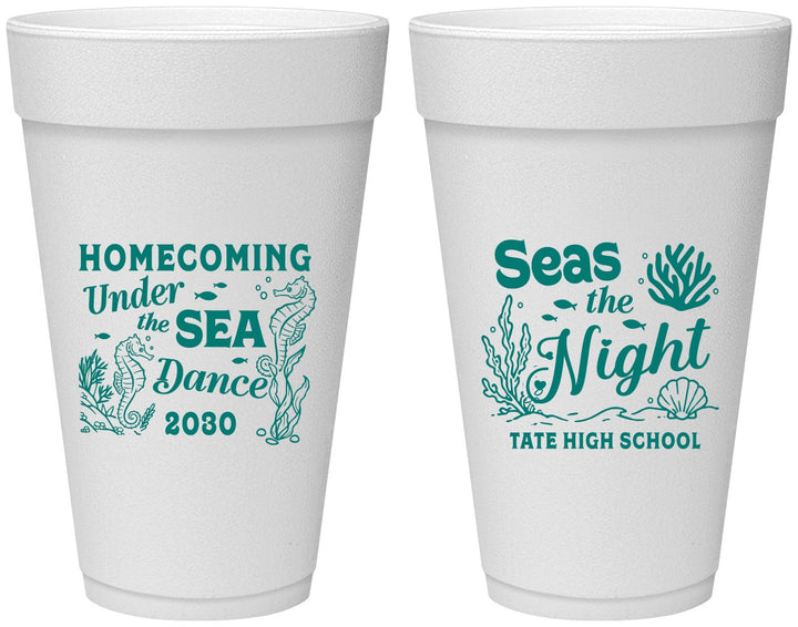Personalized Homecoming 20 oz Foam Cups - Under The Sea Dance | 330001