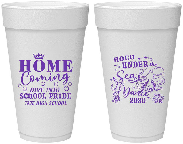 Personalized Homecoming 20 oz Foam Cups - Under The Sea Dance | 330002