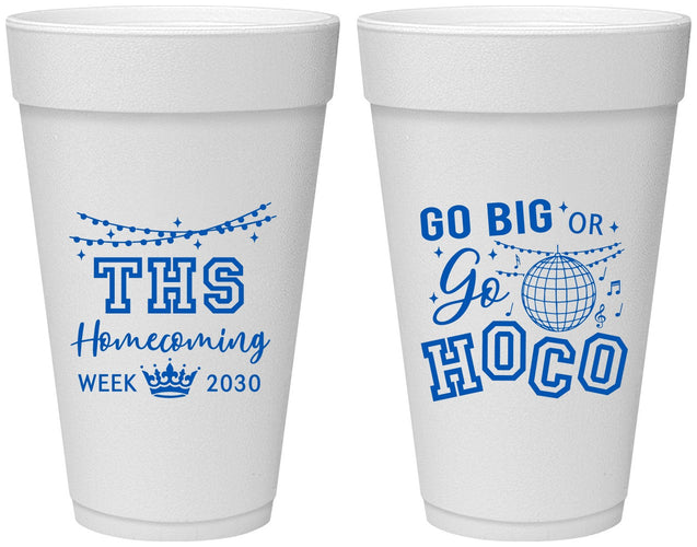 Personalized Homecoming 20 oz Foam Cups - Big Or Go Hoco | 330004