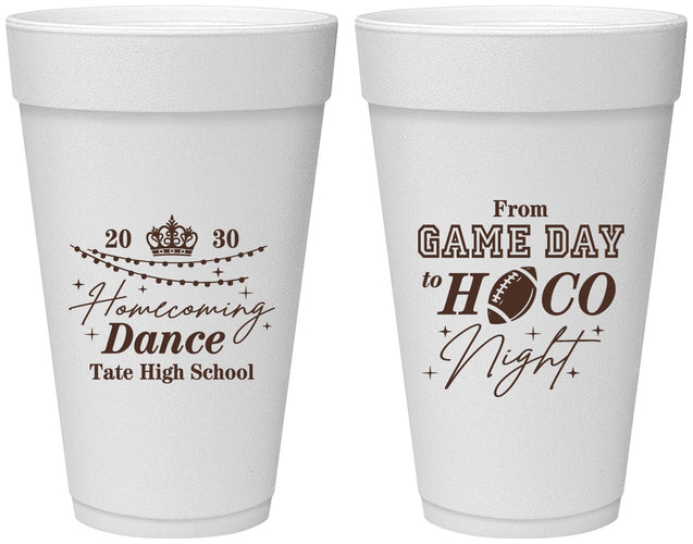 Personalized Homecoming 20 oz Foam Cups - Gameday To Hoco Night | 330005