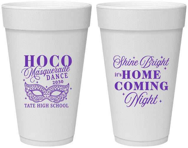 Personalized Homecoming 20 oz Foam Cups - Hoco Masquerade Dance | 330009