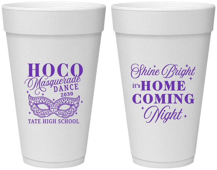 Personalized Homecoming 20 oz Foam Cups - Hoco Masquerade Dance | 330009