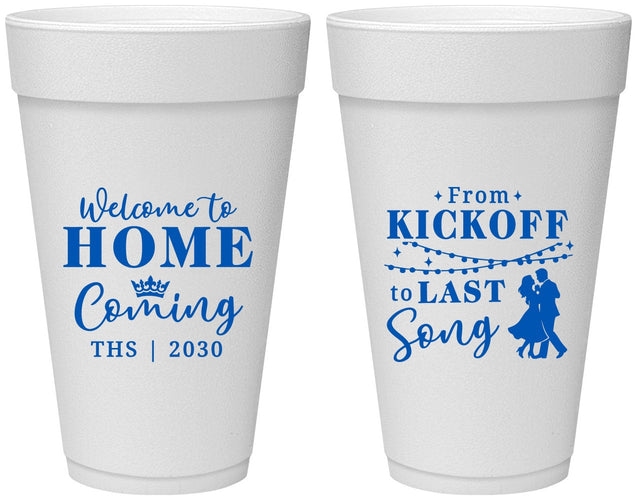 Personalized Homecoming 20 oz Foam Cups - From Kickoff To Last Song | 330018