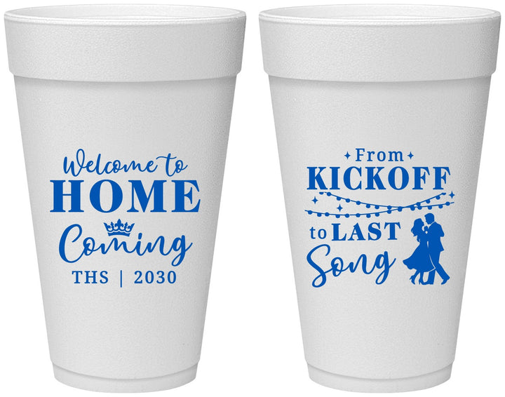 Personalized Homecoming 20 oz Foam Cups - From Kickoff To Last Song | 330018