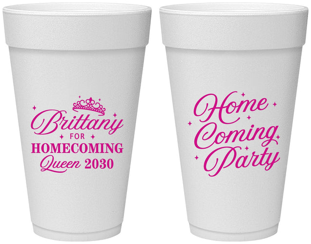 Personalized Homecoming 20 oz Foam Cups - Hoco Queen Vote | 330022