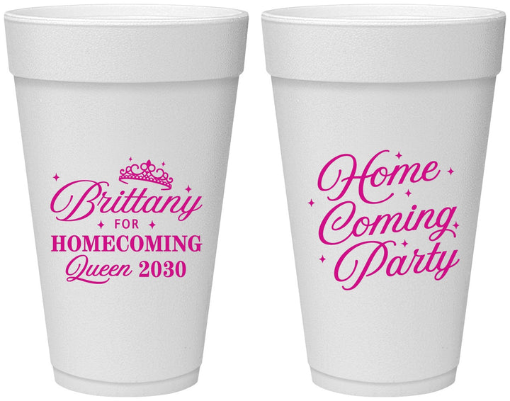Personalized Homecoming 20 oz Foam Cups - Hoco Queen Vote | 330022