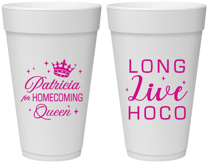 Personalized Homecoming 20 oz Foam Cups - Hoco Queen Vote | 330026