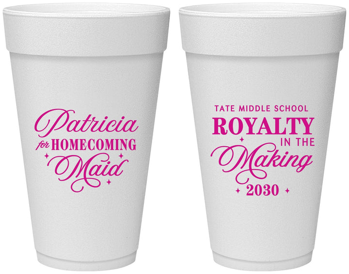 Personalized Homecoming 20 oz Foam Cups - Hoco Maid Vote | 330028