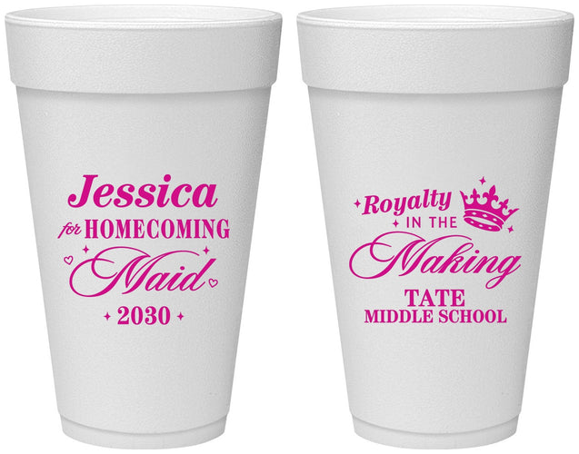 Personalized Homecoming 20 oz Foam Cups - Hoco Maid Vote | 330029
