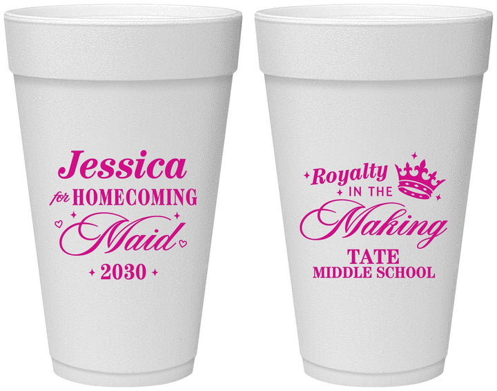 Personalized Homecoming 20 oz Foam Cups - Hoco Maid Vote | 330029