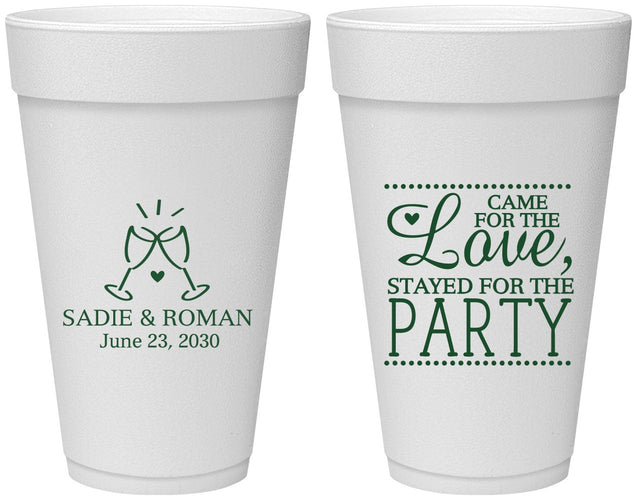 Personalized Wedding 20 oz Foam Cups - Love Party | 331