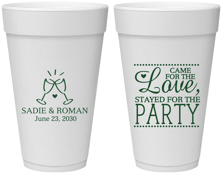 Personalized Wedding 20 oz Foam Cups - Love Party | 331