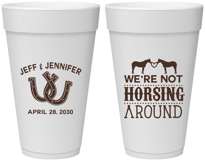Personalized Wedding 20 oz Foam Cups - Horseshoe | 340