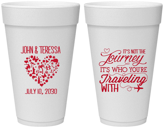 Personalized Wedding 20 oz Foam Cups - Journey Traveling With | 354