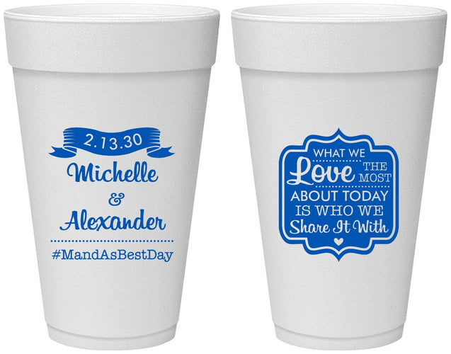 Personalized Wedding 20 oz Foam Cups - Love Story | 359