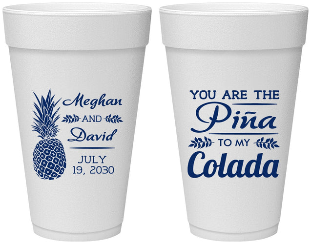 Personalized Wedding 20 oz Foam Cups - Pina Colada | 364