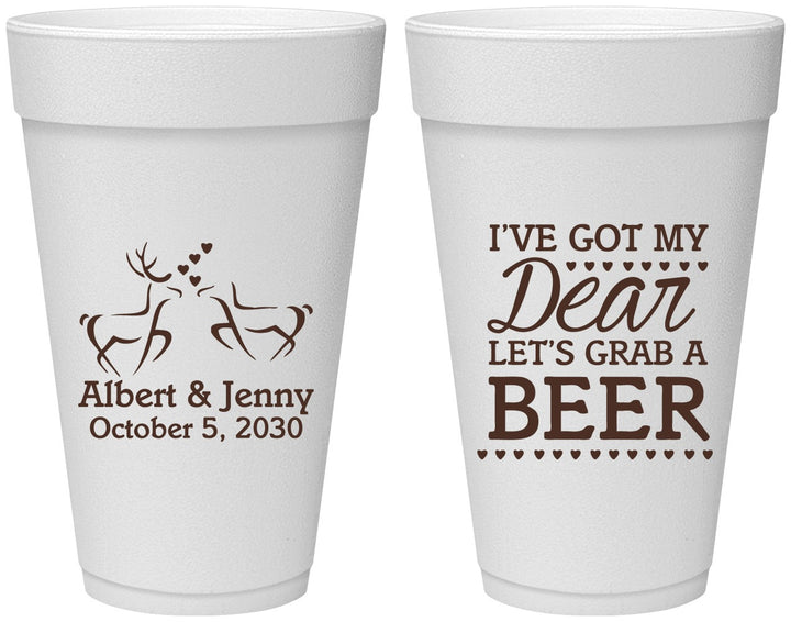 Personalized Wedding 20 oz Foam Cups - Dear Beer | 372